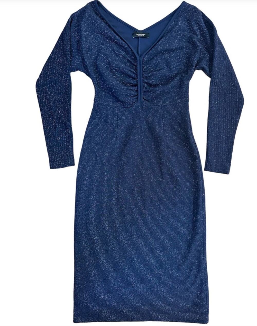 RACHEL COMEY Temper Metallic Knit Dress in Navy Size 8 Party